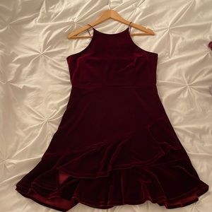 Red velvet cocktail dress
